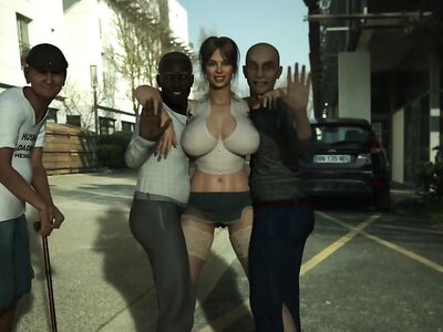 Анимешная сисястая женщина дразнит стариков роскошными дойками